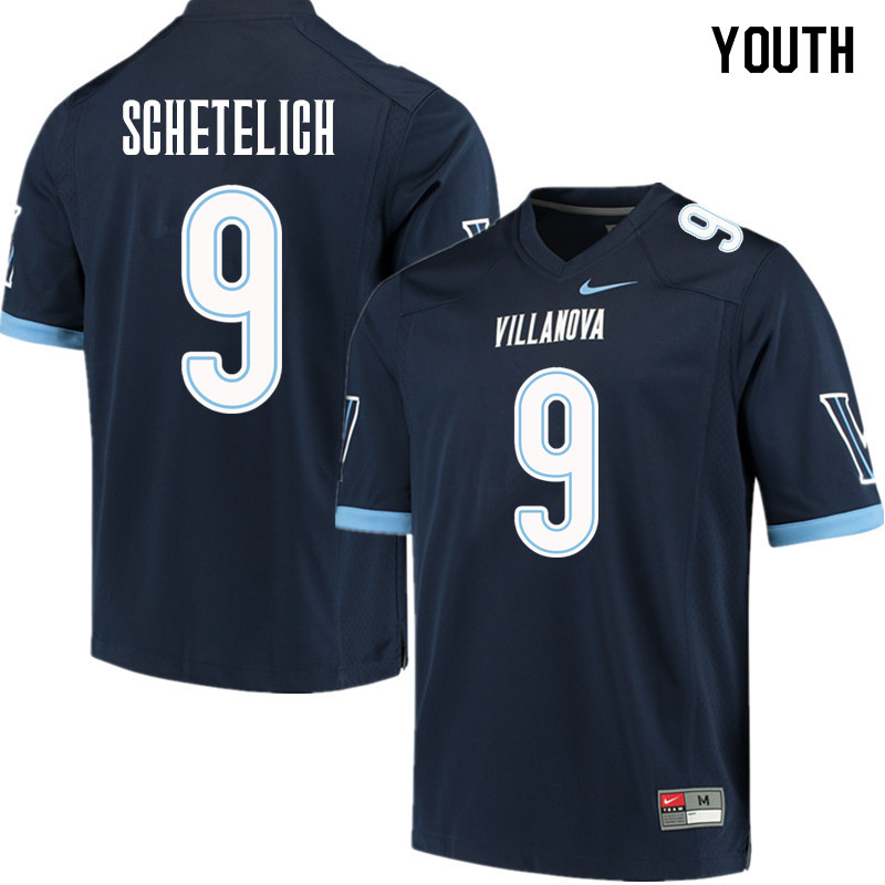 Youth #9 Jack Schetelich Villanova Wildcats College Football Jerseys Sale-Navy